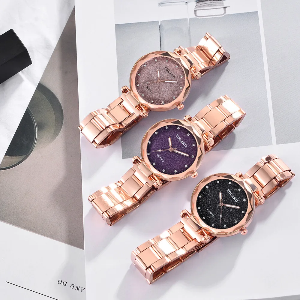 

YOLAKO Casual Quartz Stainless Steel Band Newv Strap Watch Analog Wrist Watch