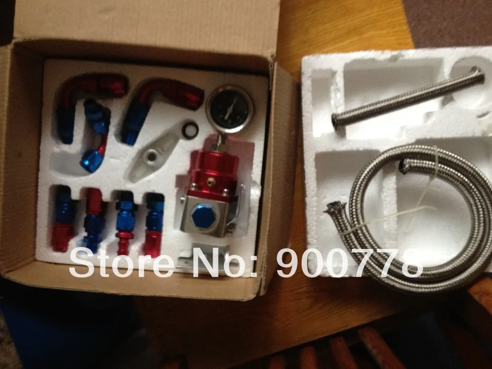 

Brand New universal Billet Fuel Pressure Regulator Gauge Oil Line Fittings Red color kit  fit for toyota vw bwm benz nissan GM