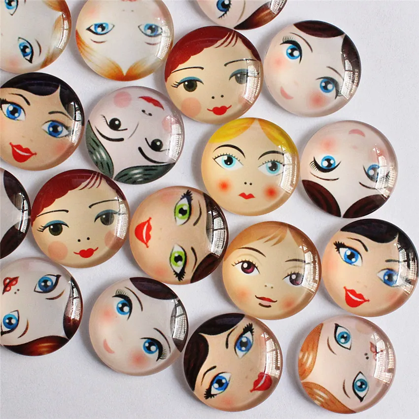 

10mm 12mm 14mm 16mm 18mm 20mm 25mm 30mm Mixed Baby Face Head Matryoshka Round Glass Cabochons Flatback Photo DIY Accessories