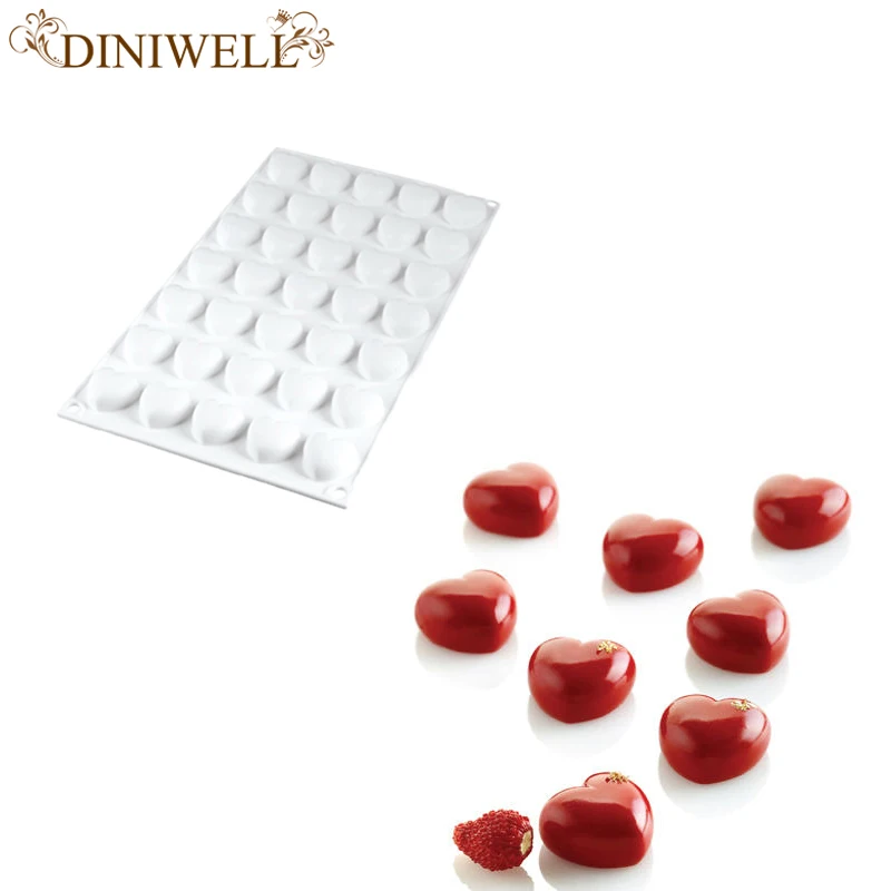 

Bakery 1 Pcs 35-Cavity Valentine's Heart Silicone Mold For Mousse Cake Chocolate Hard Candy Gummy Bakeware Decoration Tools