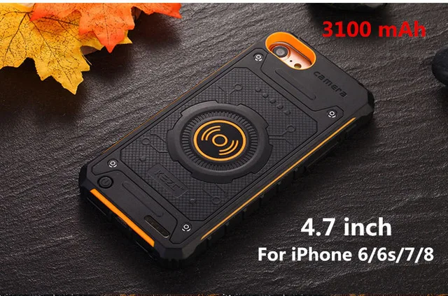 Беспроводной зарядный внешний аккумулятор для iPhone 6, 6s, 7, 8 Plus, беспроводное зарядное устройство для телефона, чехол для аккумулятора для iPhone 6, 7, 8, зарядный чехол для телефона - Цвет: orange for iphone 7