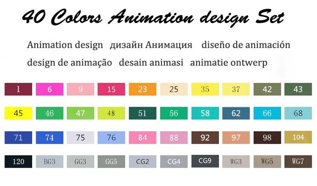 TouchFIVE 30/40/60/80 Цвета рисунок маркер для белой доски анимации Эскиз маркер для рисования набор для художника манга графическое на спиртовой основе мА щетка - Цвет: 40 animation