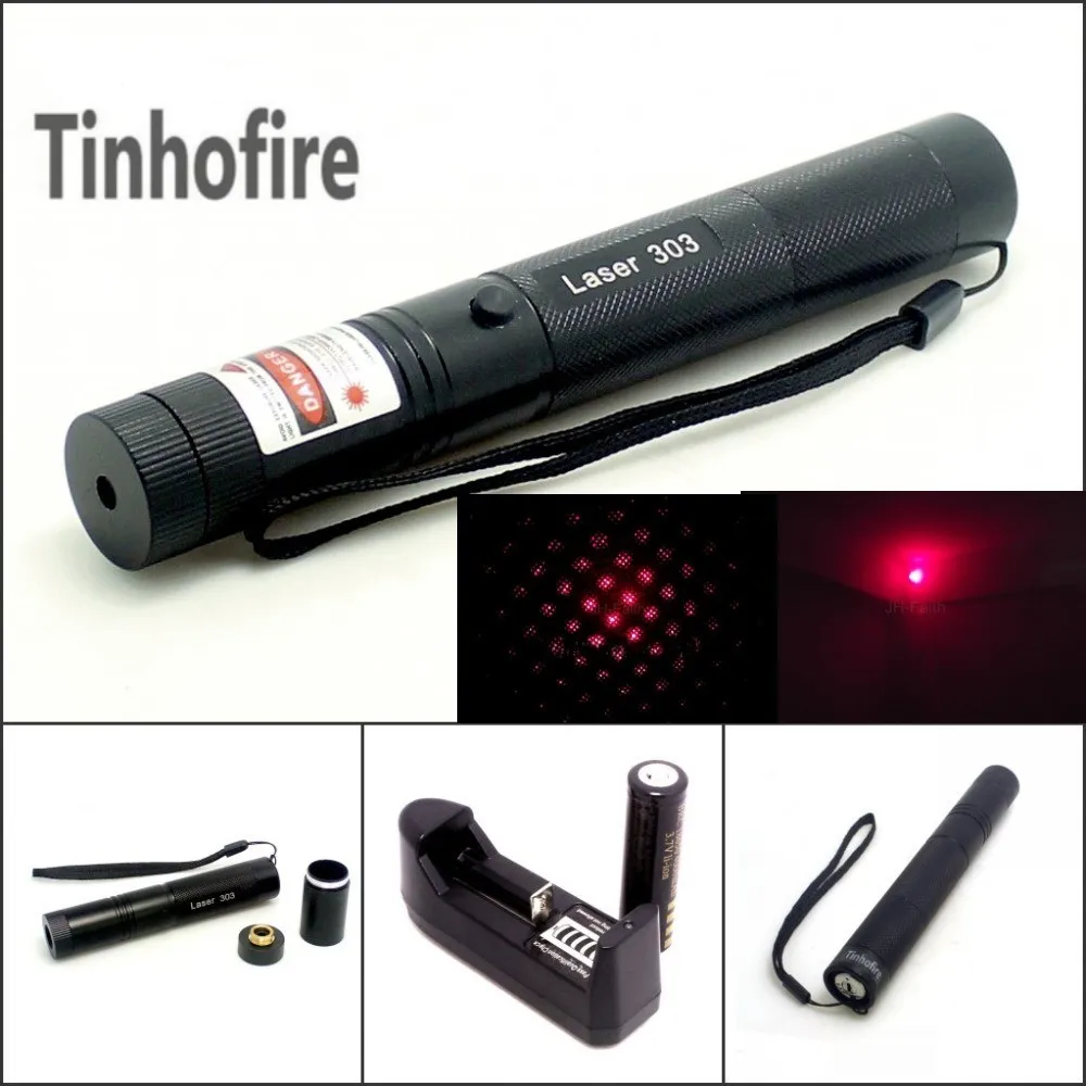 

Tinhofire Laser 303 5mW Red Laser Pointer Pen Adjustable Focal Length and Star Pattern Filter+4000MAH 18650 Battery+charger