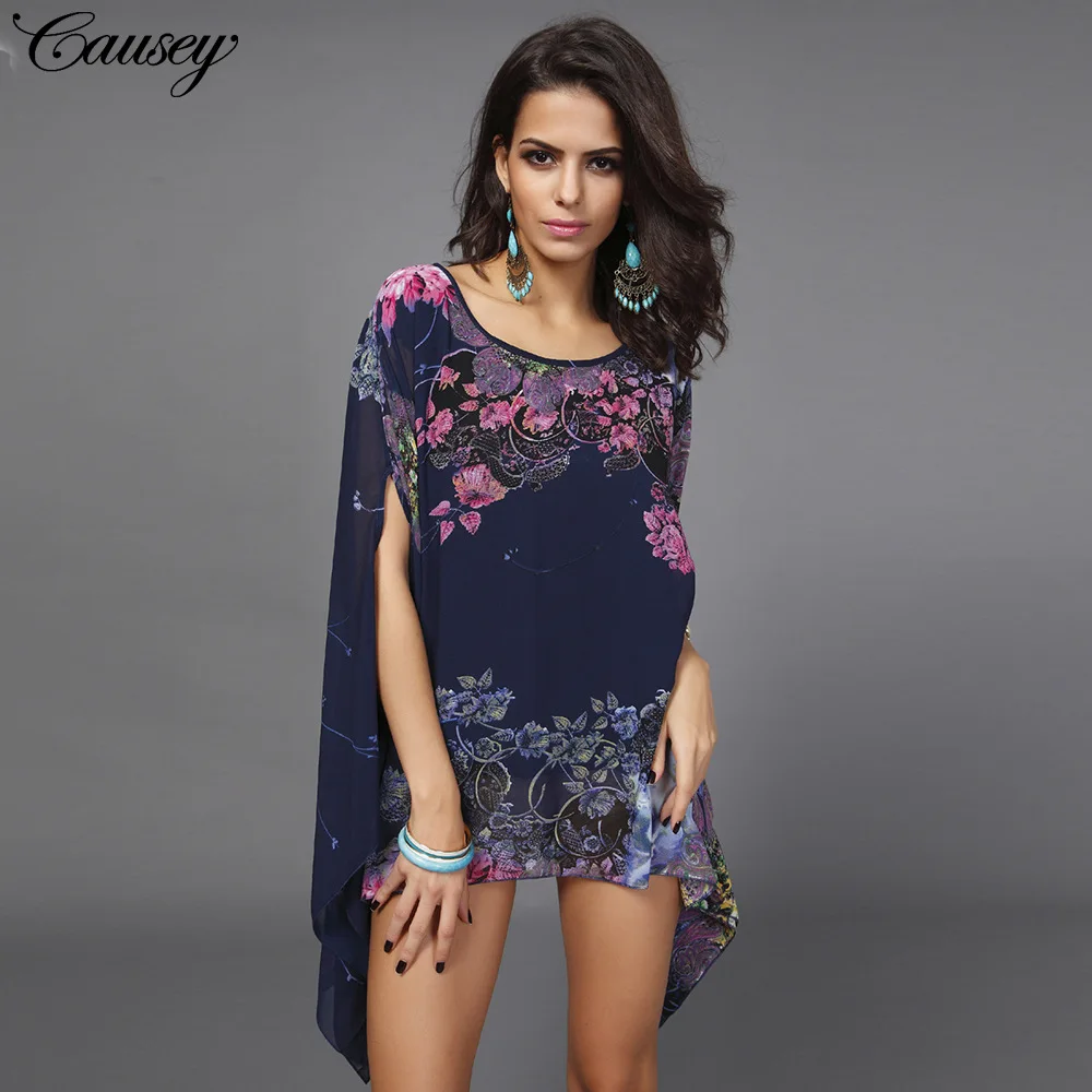 

Ladies coat T-shirt printing Short sleeved chiffon shirt