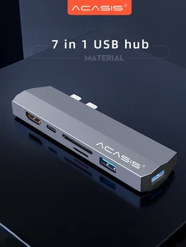 

Aluminum 7 in 1 Type-C to HDMI Micro SD/TF Card Reader Adapter for Macbook Pro Samsung Galaxy S9/S8 Huawei P20 USB-C USB 3.0 HUB