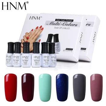 

HNM 6Pcs/Set Lucky Lacquer UV Gel Nail Polish Stamping Set Semi Permanent Solid Gelpolish Kit 8ML Enamel Nail Polish Gift Box