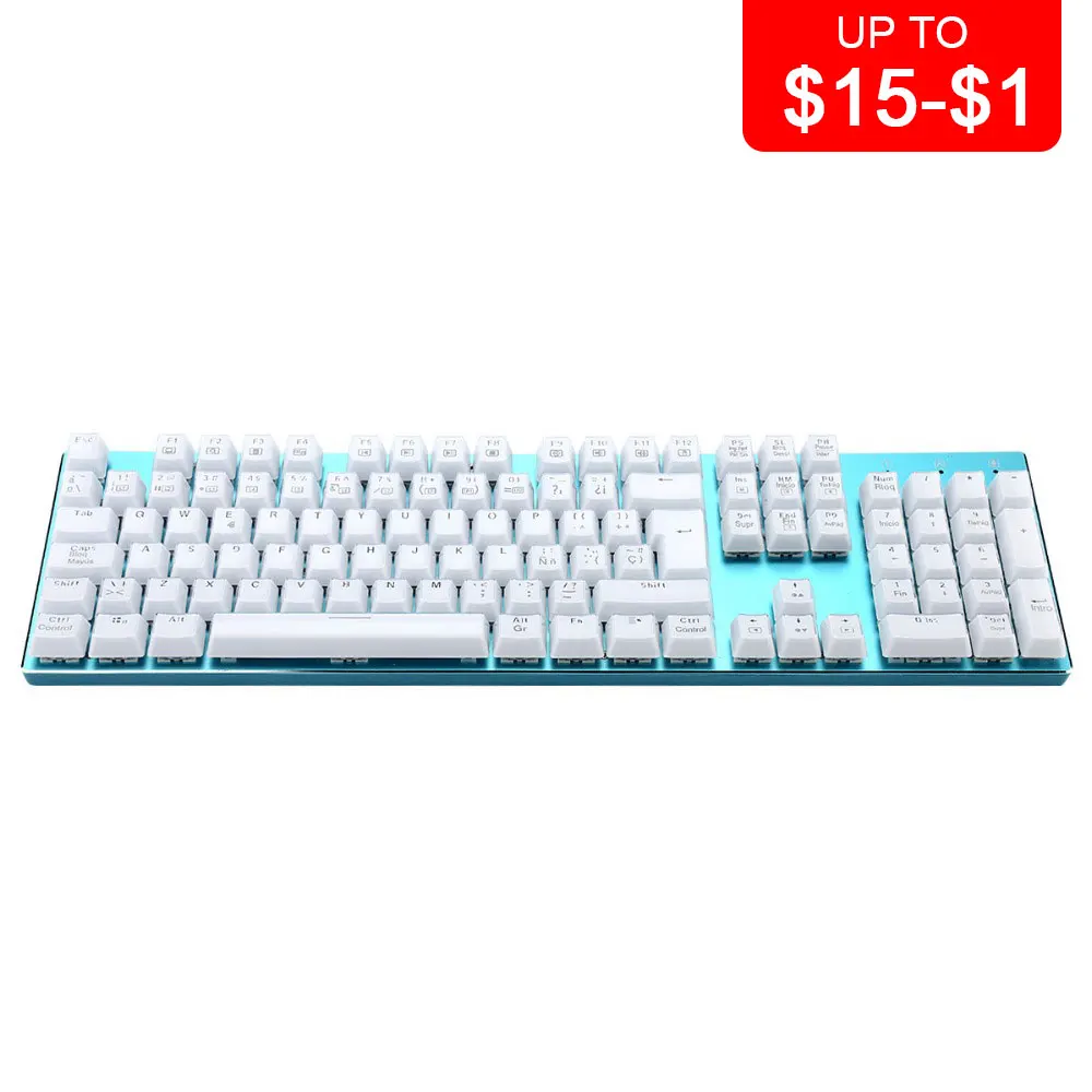 

E-YOOSO z-88/8288 USB Wired Gaming Mechanical Keyboard 105 Keys with Colorful RGB LED Backlight White & Blue French / Spanish