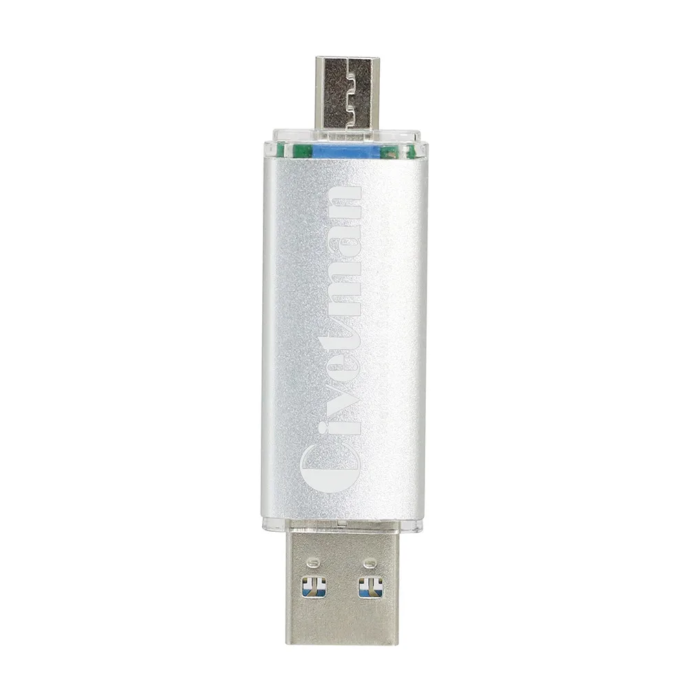 Civetman флеш-накопитель USB 3,0, металл, OTG, для телефона Android, высокоскоростной USB флеш-накопитель, 16 ГБ, 32 ГБ, 64 ГБ, 128 ГБ, флеш-накопитель, карта памяти - Цвет: Silver