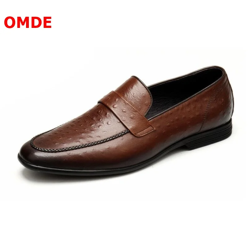 Туфли OMDE мужские из натуральной кожи тисненые лоферы узор страуса без застежки