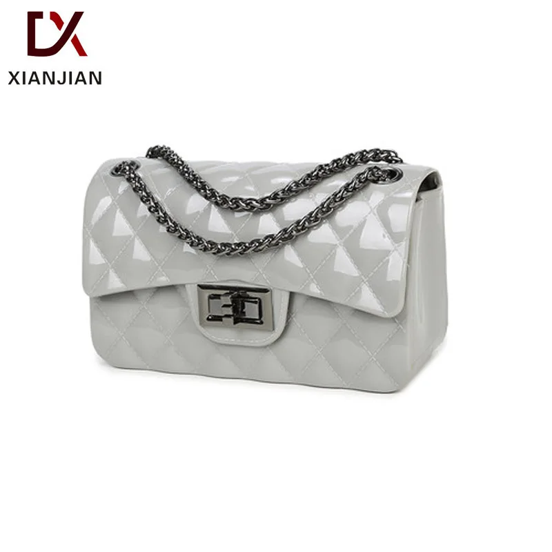 

15 Colors Silica Gel Female Mini Chain Jelly Bag Women Diamond Lattice Small Flap Bag Girl Casual Clutch Silicone Bag (XJJY16)
