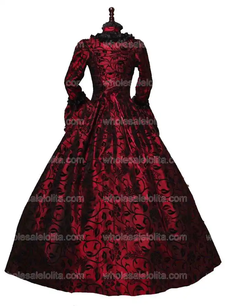 Викторианский готический грузинской период платье бархат стекались платье Хэллоуин маскарад бальное платье воссоздание Костюмы Rufflet
