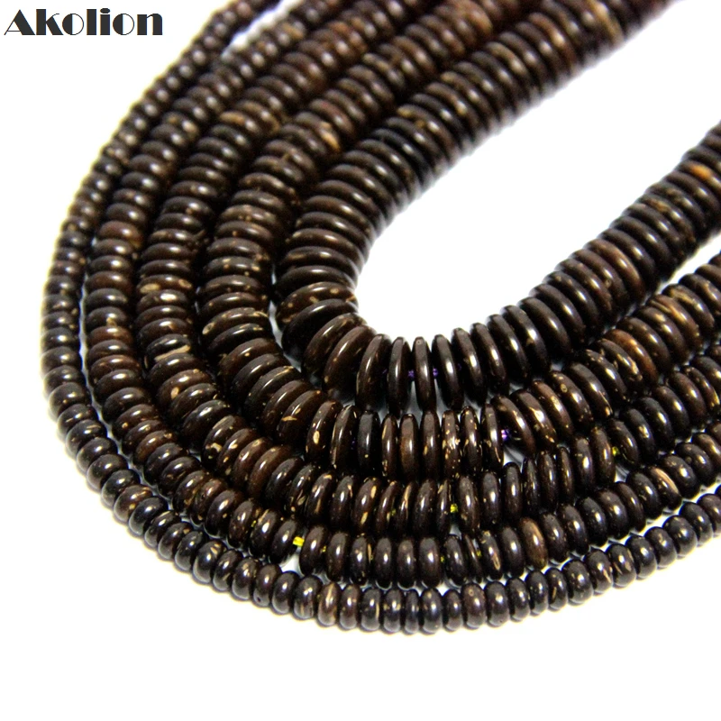 

Akolion Natural Coconut Roundelle Beads Brown Disc Small Spacer Wood Mala Beads For Jewelry Making