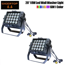 2 шт./партия 20x18 Вт RGBWA+ UV 6в1 светодиодные прожекторы для стен, УФ+ светодиодная подсветка RGBWA для мытья стен, водонепроницаемая Высококачественная литая алюминиевая сценическая лампа