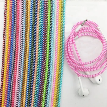 

2pcs/lot Spiral Cable Protector For Iphone Earphone Bobbin Winder 1.1M Earpods Case Rope Protection Spring Twine Earphones Cover