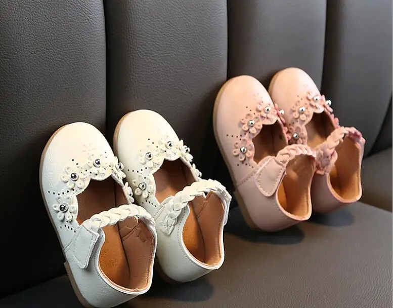 Весенняя новая стильная обувь для девочек с цветочным рисунком детская обувь с мягкой подошвой белая детская обувь для принцесс