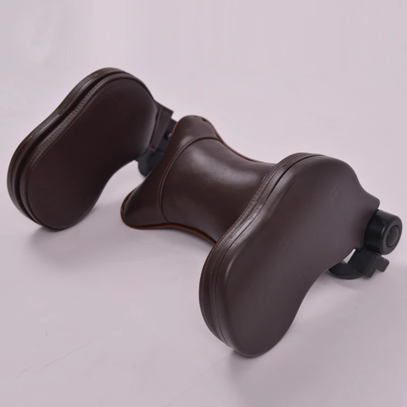 Автомобильная подушка для шеи из натуральной кожи одинарная набор подголовников подходит для большинства автомобилей Универсальная автомобильная подушка дышащая Автомобильная подушка для сиденья - Цвет: genuine coffee set