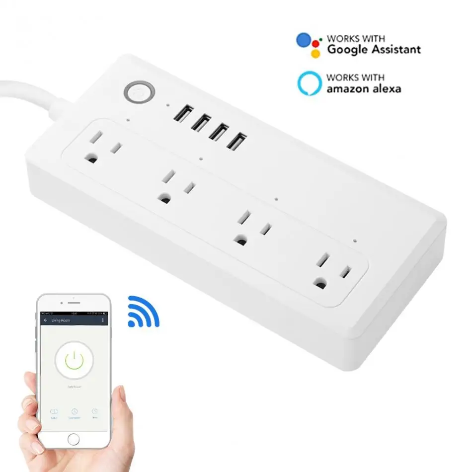 Wi-Fi PC power Strip surge protector Smart 4 порта usb Plug голосовой контроль таймера расписания 100-240 в США 1,5 м