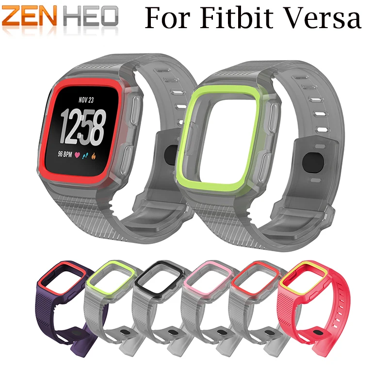 

New Arrival Silicone For Fitbit Versa Wristband Wrist Strap With Protective Case Cover Frame Watch Band Strap For Fitbit Versa