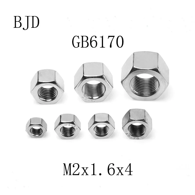 100pcs M2x1 6 4 2mm Nut GB6170 4 8 Grade Tainless Steel Metric Thread