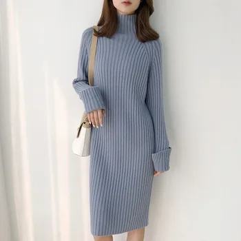 

New Arrival Sweater 2019 Turtleneck Warm Sweater Dress Pullover Cashmere Korean Long Sweater Fashion Women Cashmere Sweater