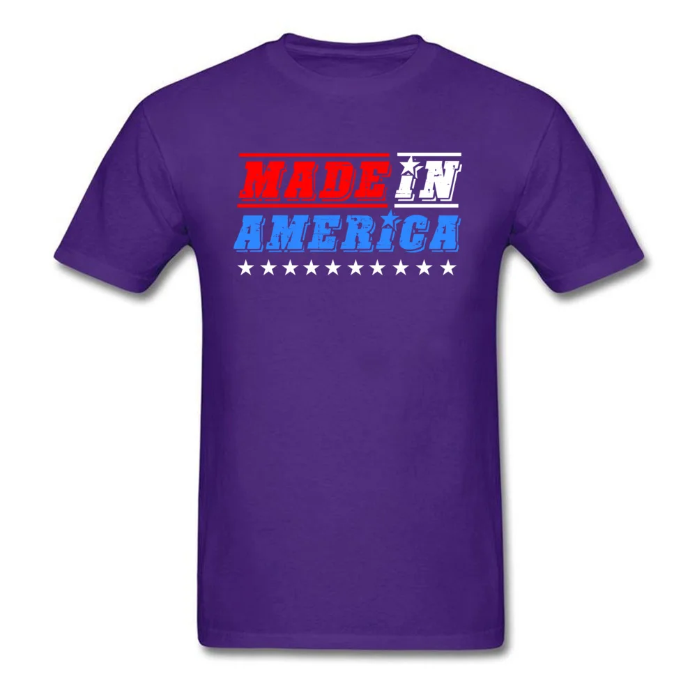 MADE IN AMERICA Special Printed Tops & Tees Crewneck NEW YEAR DAY 100% Cotton Short Sleeve T-shirts for Men Geek Top T-shirts MADE IN AMERICA purple