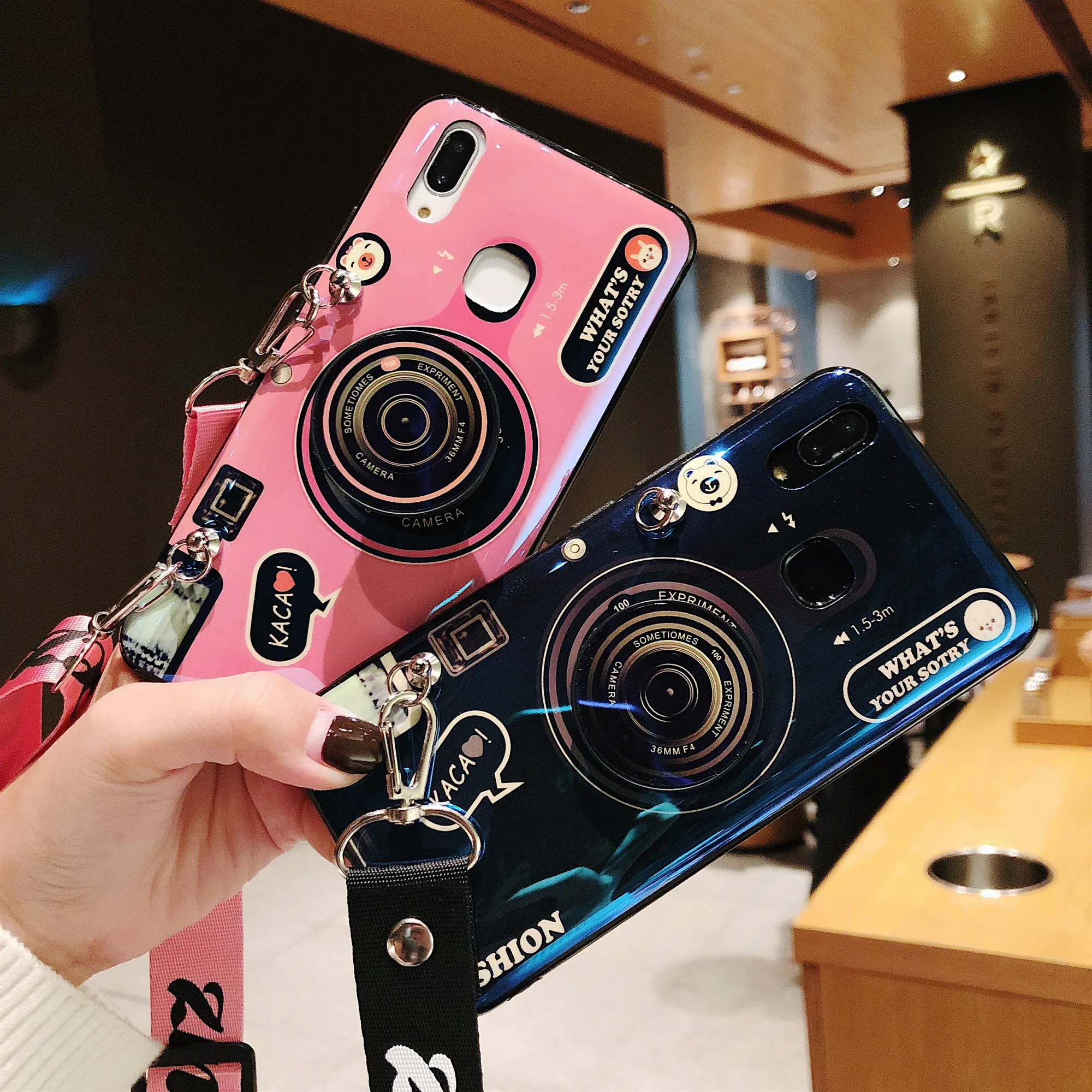 

Snzvok Camera Case With Stand Holder Popsocket For iPhone 5 6s 6 7 8 Plus For iPhone Xr XS Max Soft Silicone Cover With Strap