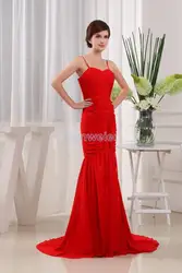 Бесплатная доставка новый стиль 2016 милая платье свадебные платья формалей невесты горничная платья красный Русалка платья макси длинные