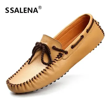 

Men Moccasins Loafers Comfortable Lazy Lightweight Leather Casual Shoes Fashion Slip On Round Head Shoes AA11580