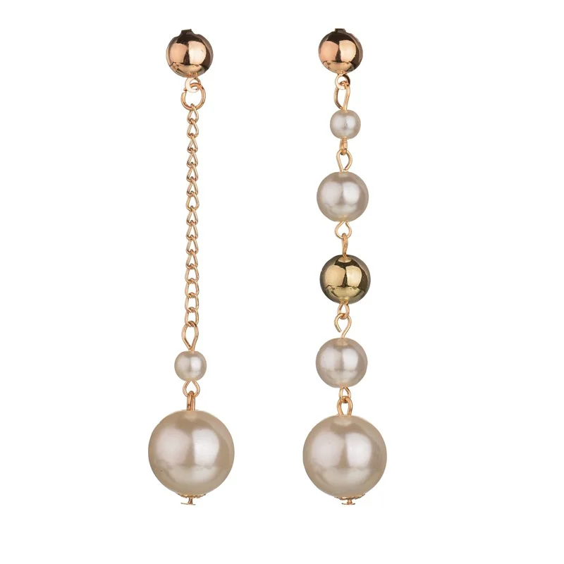 

gold color chain Pearl Ball pendant fashion temperament Pearl string charm Stud Earring Women