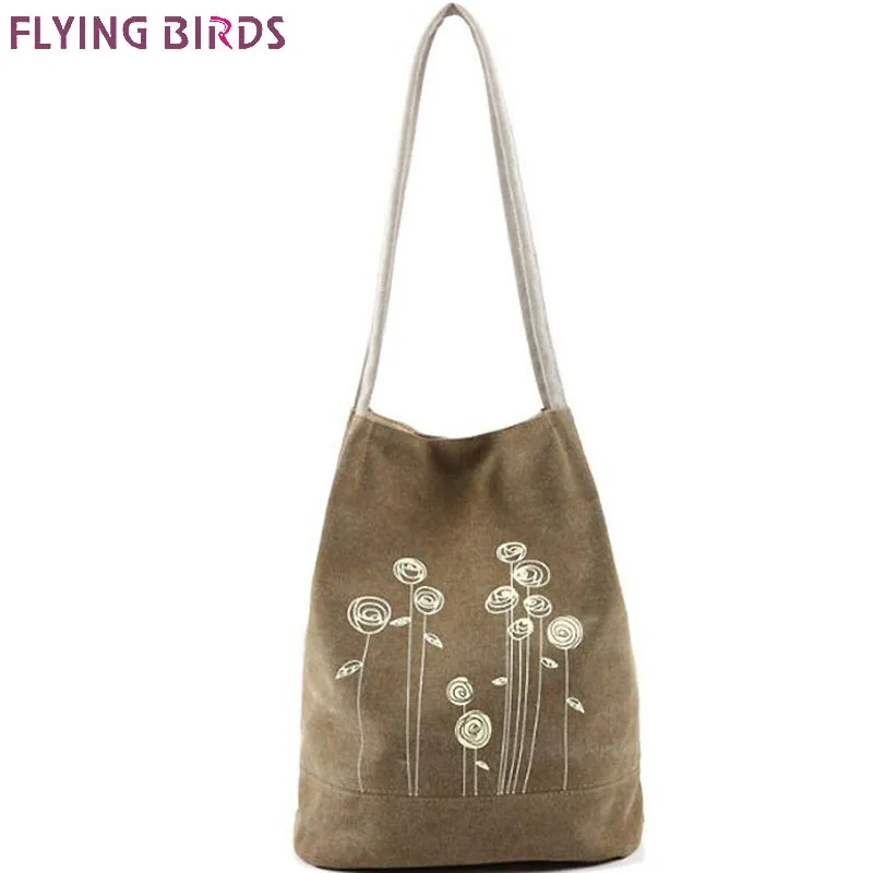 

FLYING BIRDS printing canvas bag women handbag women's bags girls shoulder bag high quality fashion pouch bucket bags A351fb