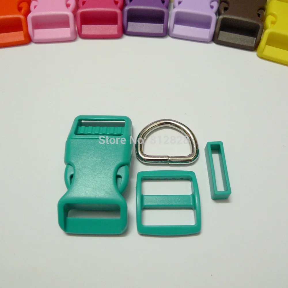 

25 Sets 1'' 25mm #5 AQUA BLUE COLOR Dog Collar Hardware Curved Side Release Buckle Set