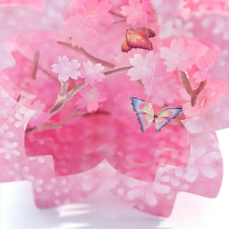  3D Pop Up Romantic Cherry Blossom Carving Box Wedding Invitation Card Birthday Christmas Mother's D - 33057723732