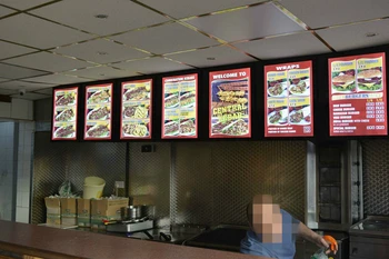

Slim Aluminum Material Vertical Hanging Led Menu Light Box,Restaurant Indoor Illuminated Signage