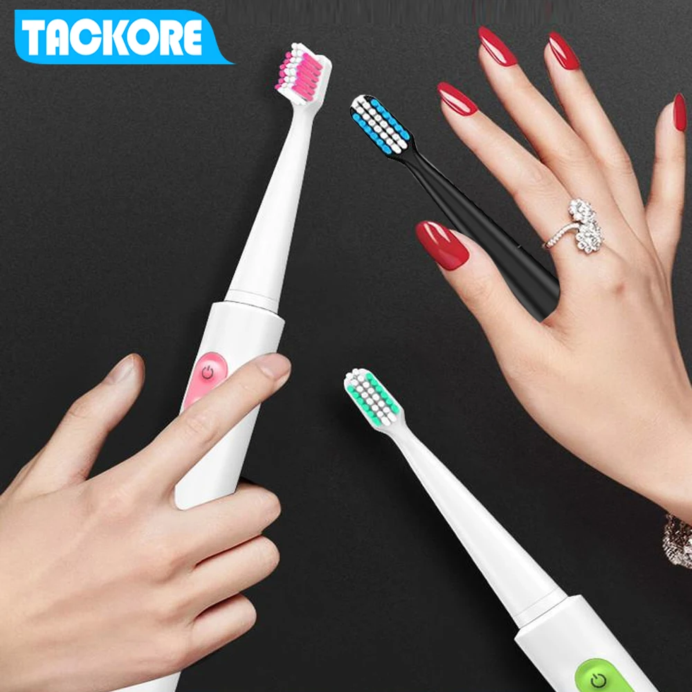 

Couple Toothbrush USB Sonic Electric Toothbrush Ultra Sonic Toothbrush Rechargeable Charging with 4 Heads Pink Blue Black Color