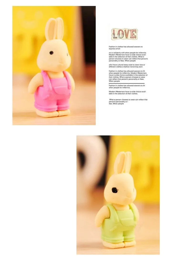1 шт./лот Мини милый мультфильм Kawaii резиновые кролик Ластики для детей подарок школьные принадлежности корейский papelaria