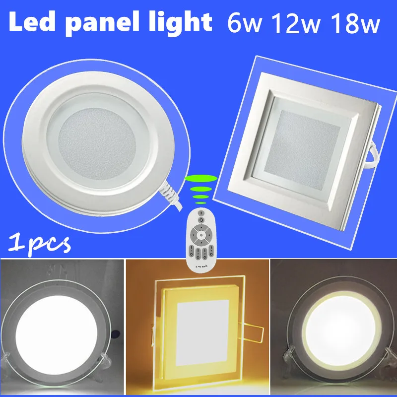 

1pcs Remote control dimmer palette glass led panel light LED Ceiling Recessed Light AC85-265V LED Downlight SMD 5730 6W12W18W