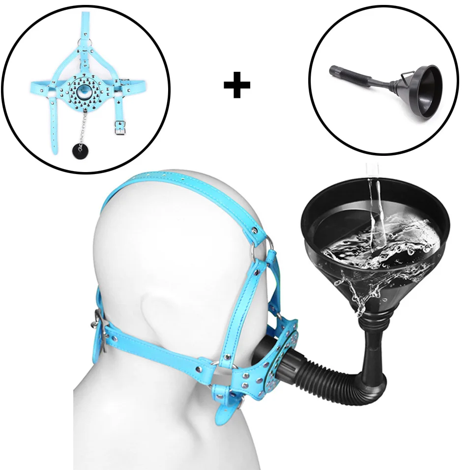 16.19US $ 25% OFF|Camatech Bdsm Toilet Funnel Open Mouth Gag Mask Hood Pu L...