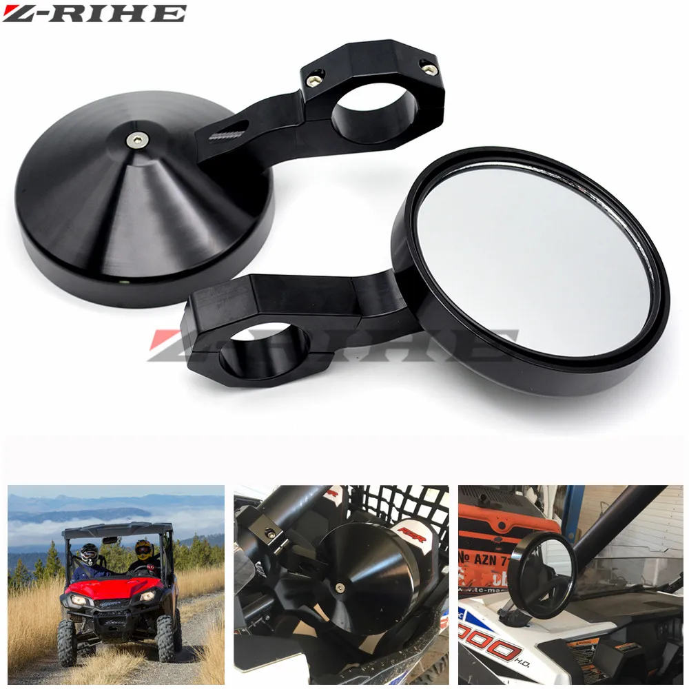 4.7" Round Billet Side Rear View Mirrors 2" Clamp for Can am Commander