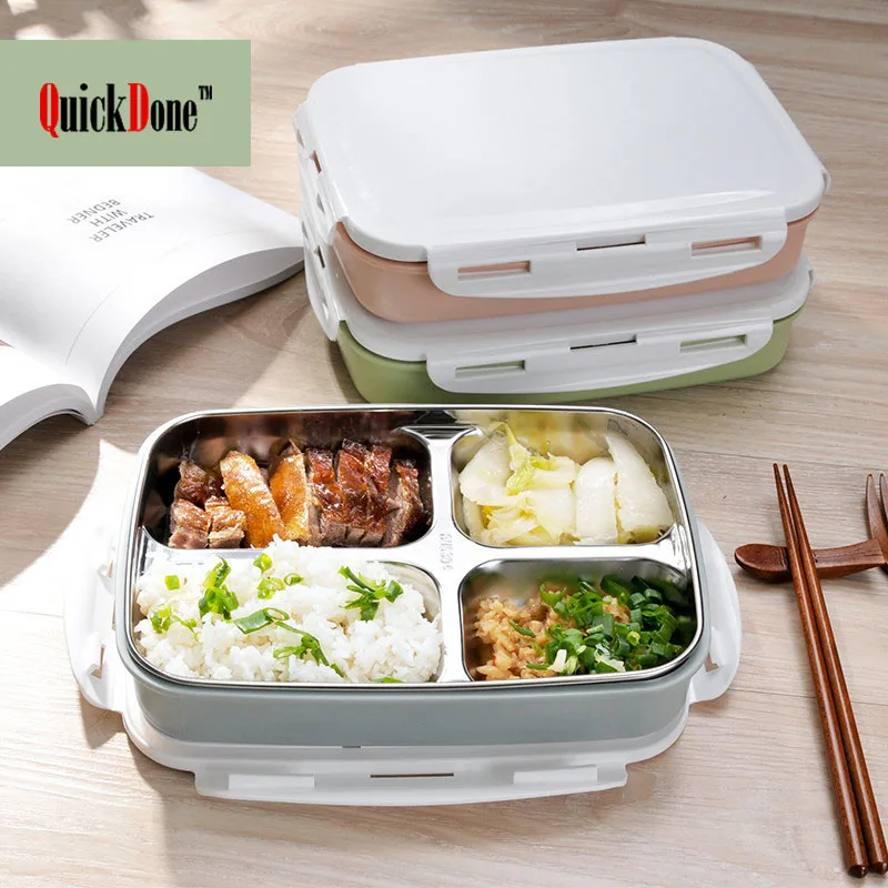 QuickDone Stainless Steel Lunch Bento Boxes Leak proof Can Used For