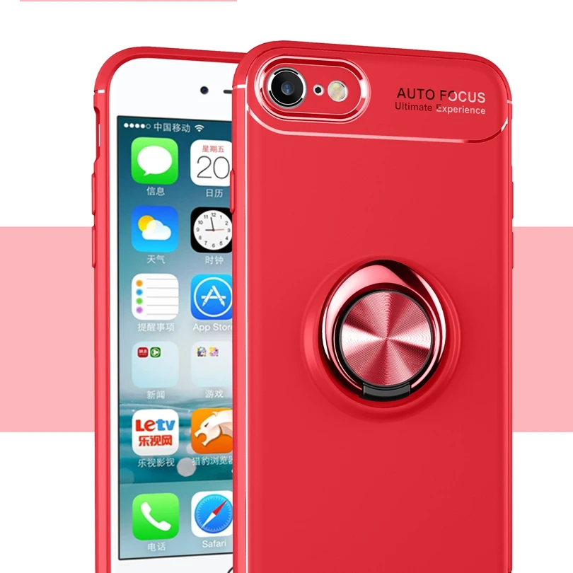 For iPhone 7 Case Car Holder Stand Magnetic Bracket Finger Ring TPU 8 Funda Coque Capa iPhone8 Cover | Мобильные телефоны и