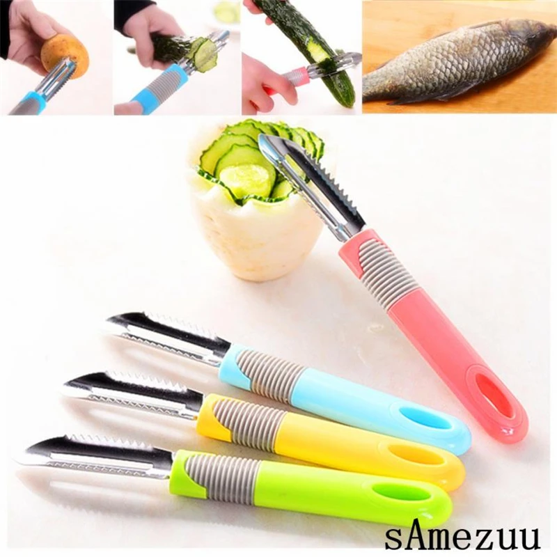 2018 new fashion  Fruit Slices Potatoes Apple Fish Scales Peeling Nife Multifunctional Peeler Eco-Friendly  05