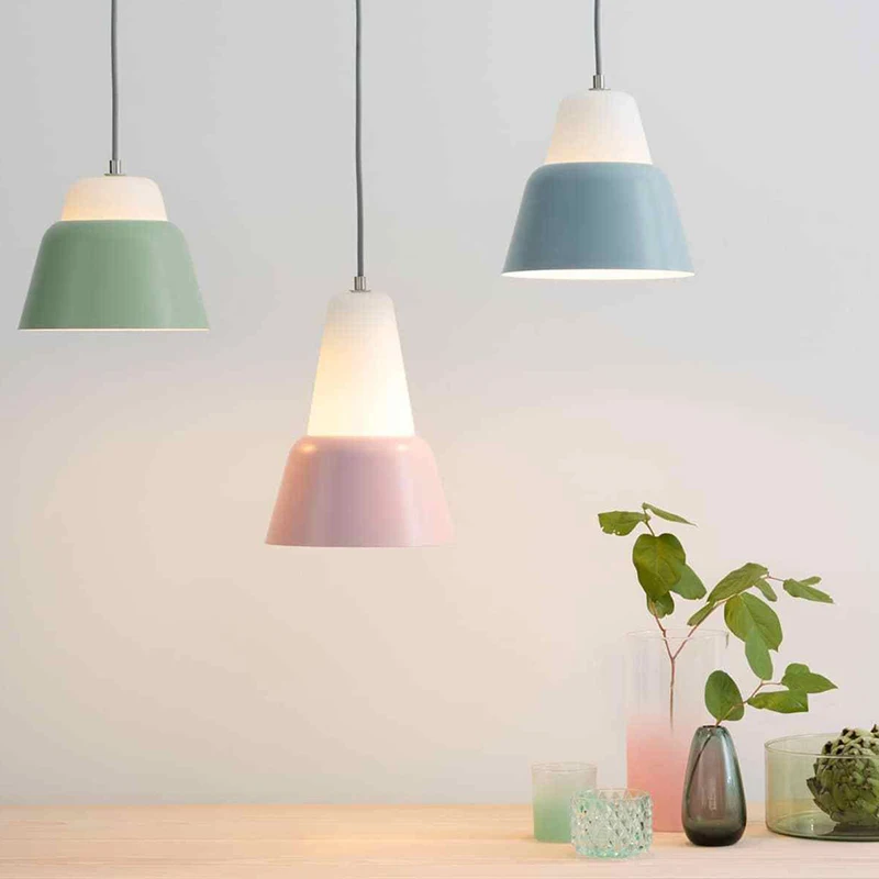 

Modern Nordic led Pendant Light Denmark Colored Macaron Aluminum Kitchen Restaurant Light Ceiling Fixtures