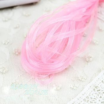 

(40 meters/lot) 1/8'' (3mm) Pink Organza ribbons Wholesale gift wrapping Christmas ribbons