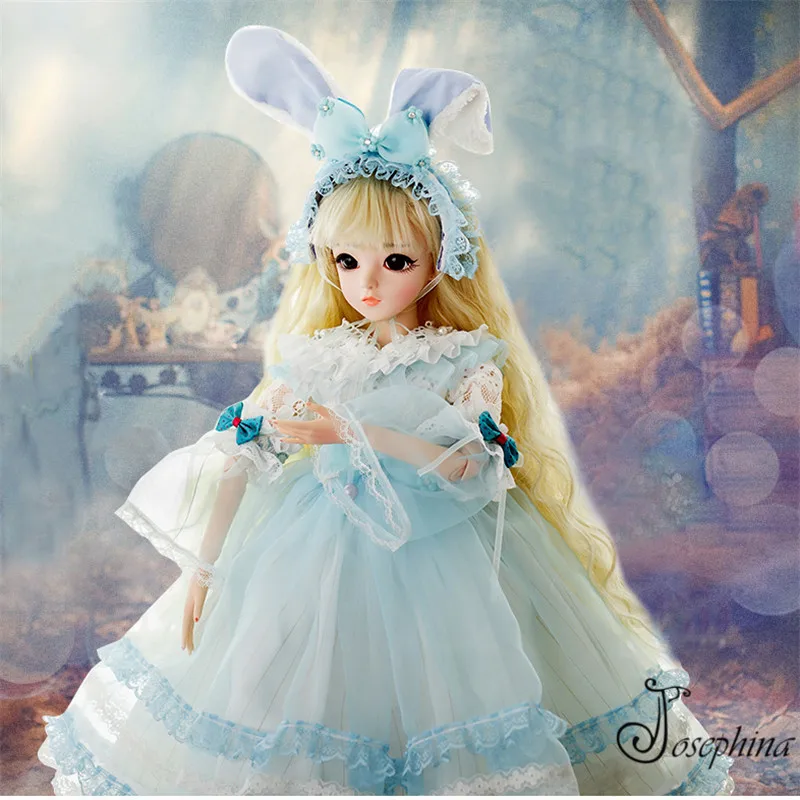 

S5--Laura 1/3 Josephina-Doris SD BJD Dolls Mysterious Blue Fairy Princess with Makeup Clothes Shoes and Wig Best Girl Gift New