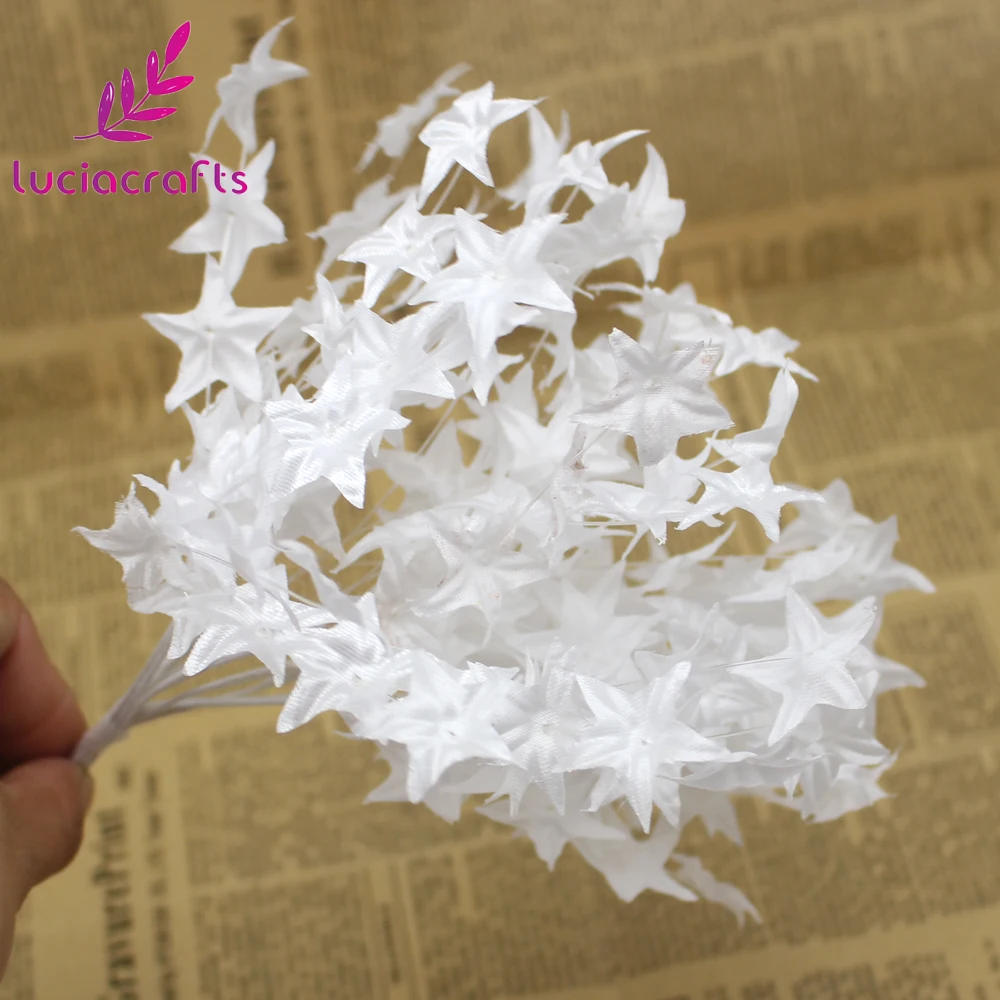 Lucia crafts белый тутовидный тканевый цветок букет со звездой искусственный жемчуг цветок свадебные скрапбукинг украшения 72 шт A1101