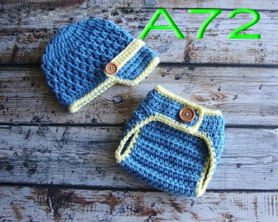 Детское вязание крючком Газетчик шляпа с соответствующими крышка пеленки/шорты для наряд для фото новорожденных nb-3m хлопок