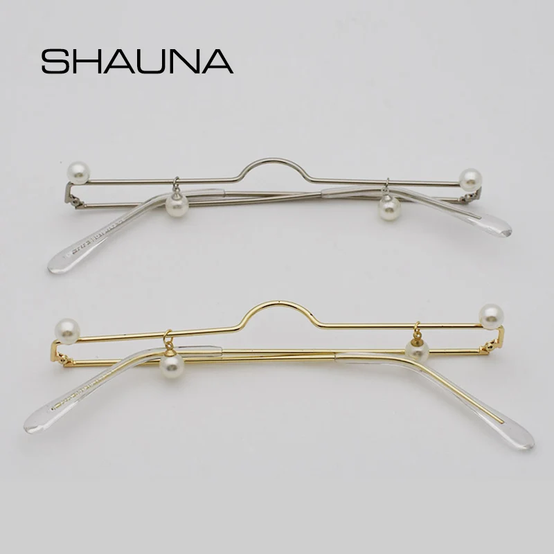 

SHAUNA Simple Pearl Pendant No Lens Decorative Eyeglasses Frame