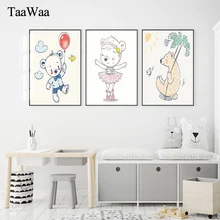 TAAWAA Rabbit Cartoon Animals Nordic Canvas Posters and Prints Nursery Style Wall Picture Painting Art Home Decoration 