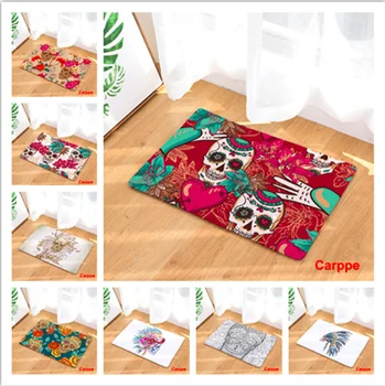 

Watercolor Skull Indian Doormat Bath Kitchen Carpet Decorative Anti-Slip Mats Room Car Floor Bar Rugs Door Home Decor Gift