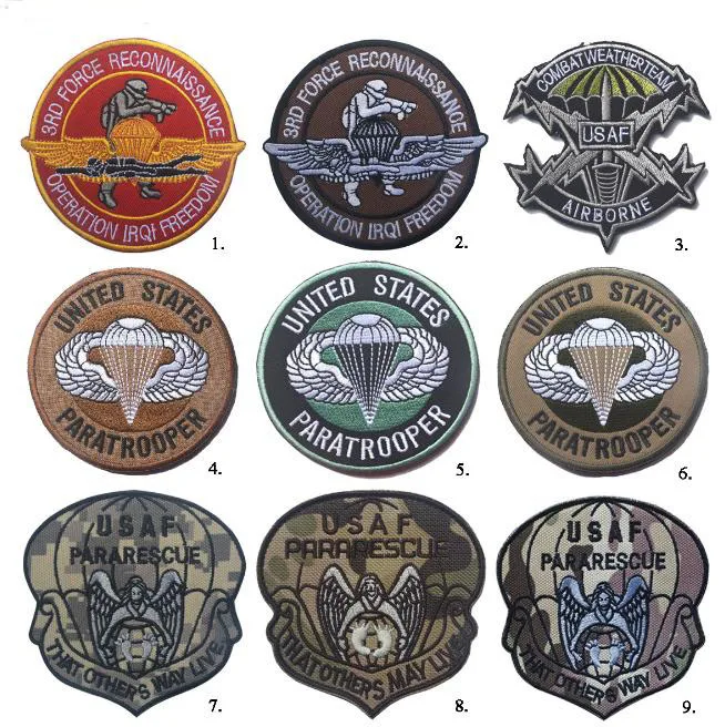 

United States PARATRO Patches USAF AIRBORNE military US army badge Tactical Morale hook patches AIRSOFT for coat jacket